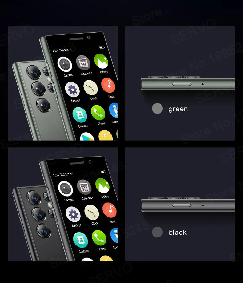 SERVO S24 MINI Android Smartphone 4G Network 2 SIM standby Play Store Face Unlock 3.0" Color Screen Mini Card Smart Mobile Phone