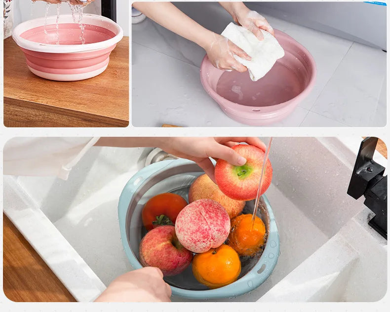 Baby Folding Washbasin Portable Kids Washbasin Silicone Hang Home Storage Basin Foot Buttock Laundry Tub Kitchen Accessories