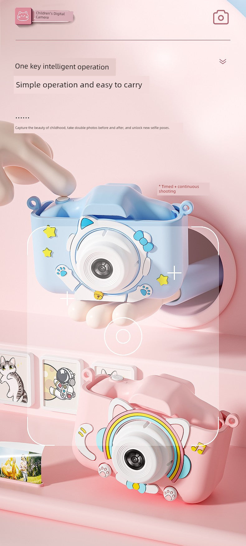 Children's Camera Toy Gift for Boys and Girls, Can Take Pictures and Print, Baby Digital Instant Camera, 2025 Student Model
