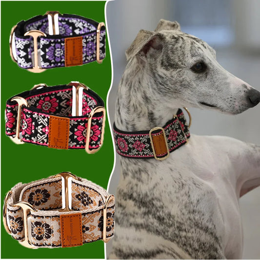 Chinese Ethnic Style Martingale Dog Collar Hens / Greyhound Collar/ Lggy Collar/ Lurcher Collar/ Whippet Collar/ Galgo Collar