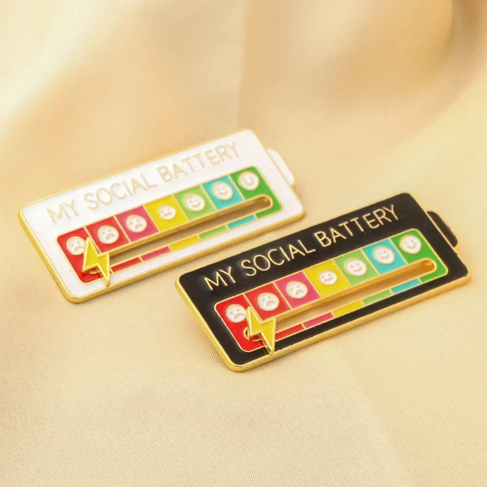 Mood Conversion Brooch Sliding Social Metal Badge Women's  Accessories  Pin Facial Expression Emotion My Social Power Badges Pin