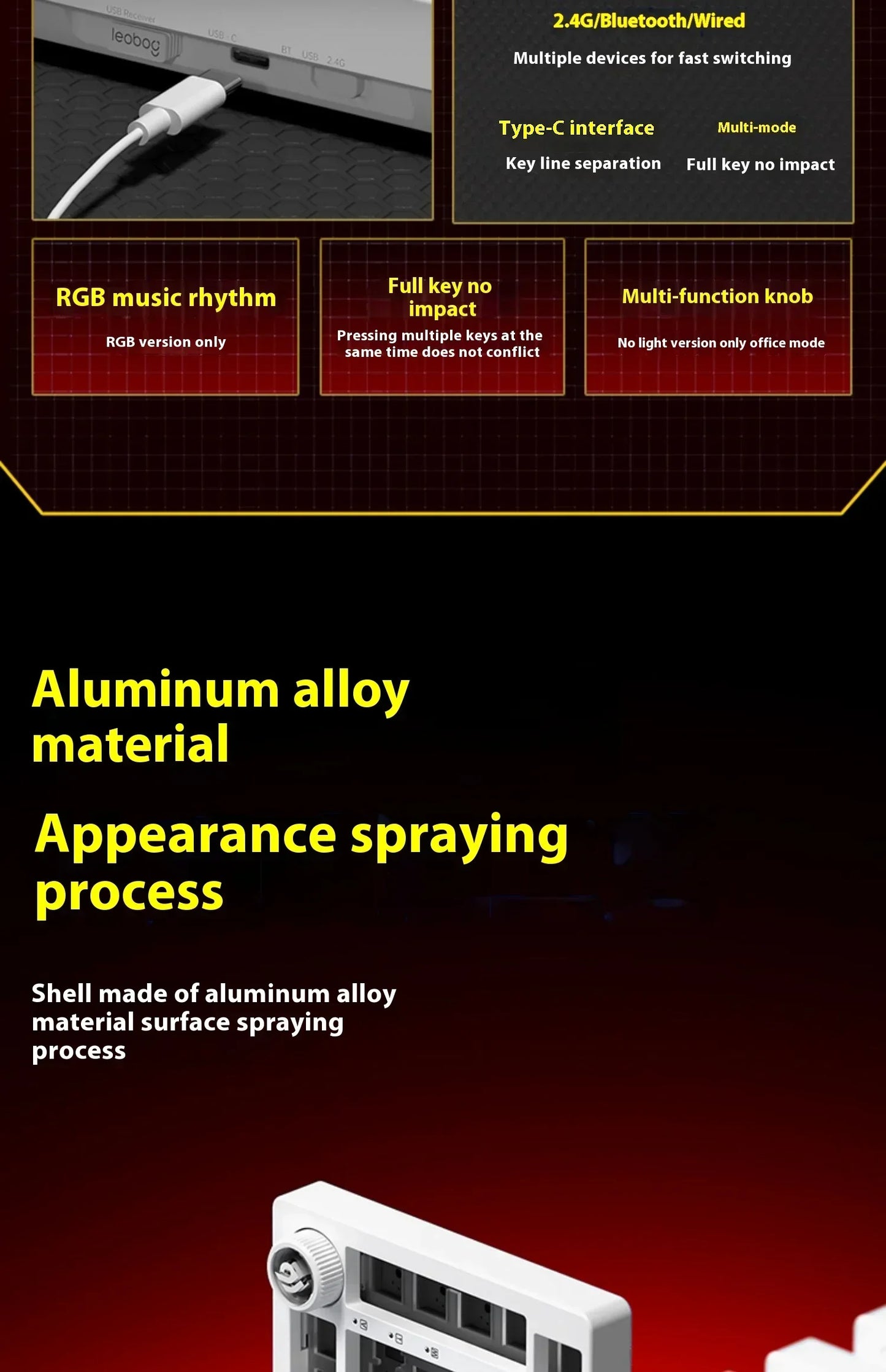 Leobog Hi75C Hi75 Hi75C Pro Aluminum Wireless Custom Mechanical Keyboard Kit Gaming Bluetooth 2.4G Wired Hotswap Gamer Keyboard