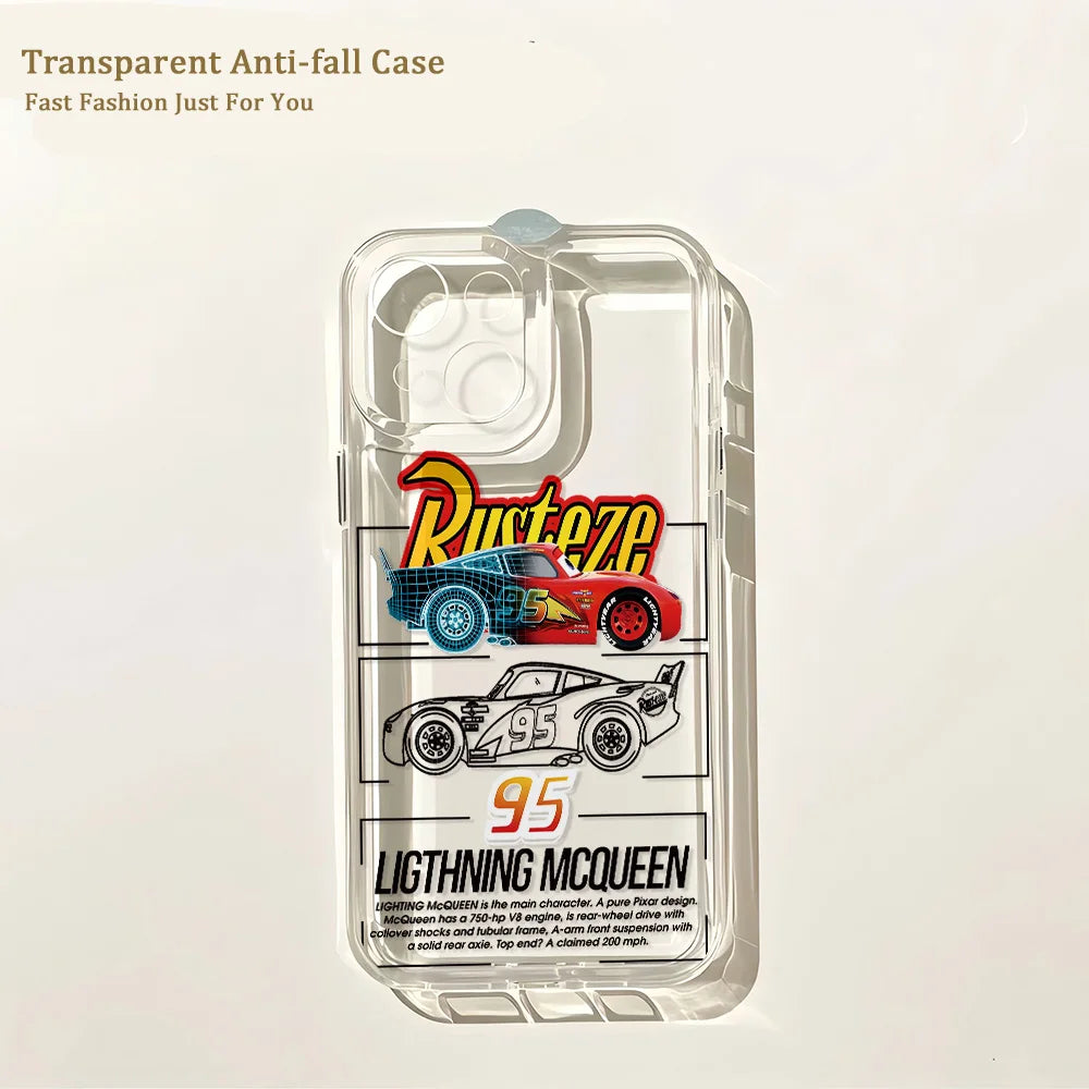 Cars Lightnings McQueens 95 Phone Case For iPhone 17e 17 16 16e 15 14 13 12 11 Mini Pro Max X XR XSMax 7 8 Air Plus Transparent