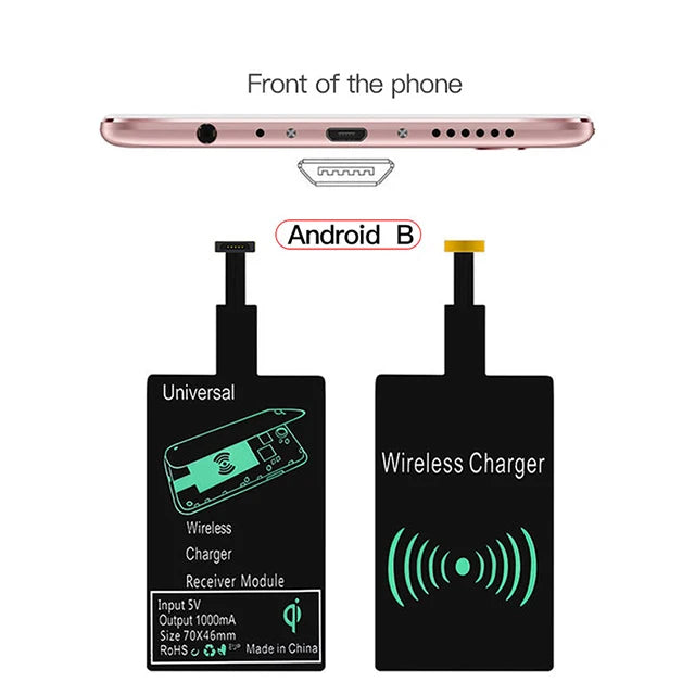 Wireless Charger Receiver Support Type C Micro USB Fast Wireless Charging Adapter For iPhone 5 6 7 Android phone Wireless Charge