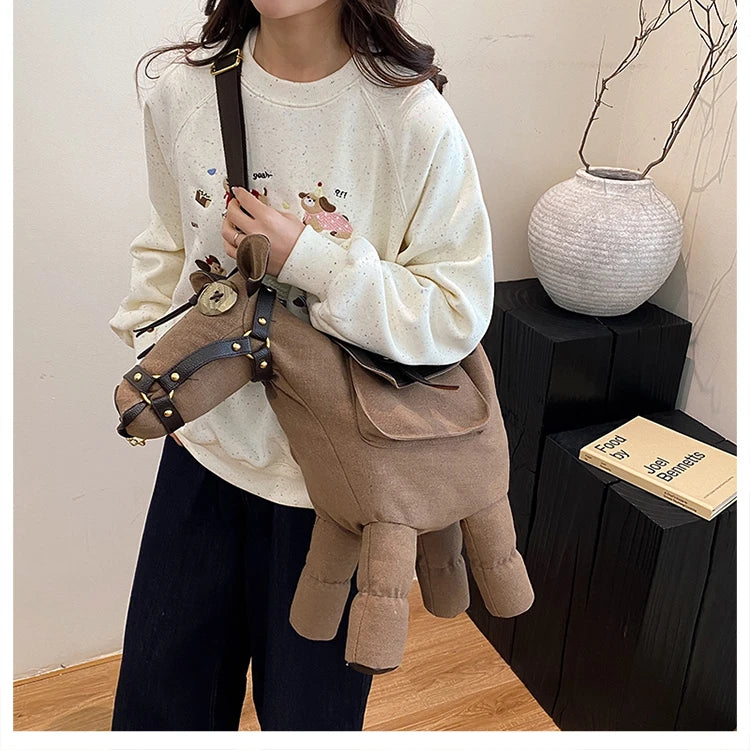 Sense of Luxury Personality Super Cool Crossbody Bags for Women Hot Trendy 2026 New Style Fashionable Canvas Pony Shoulder Bags