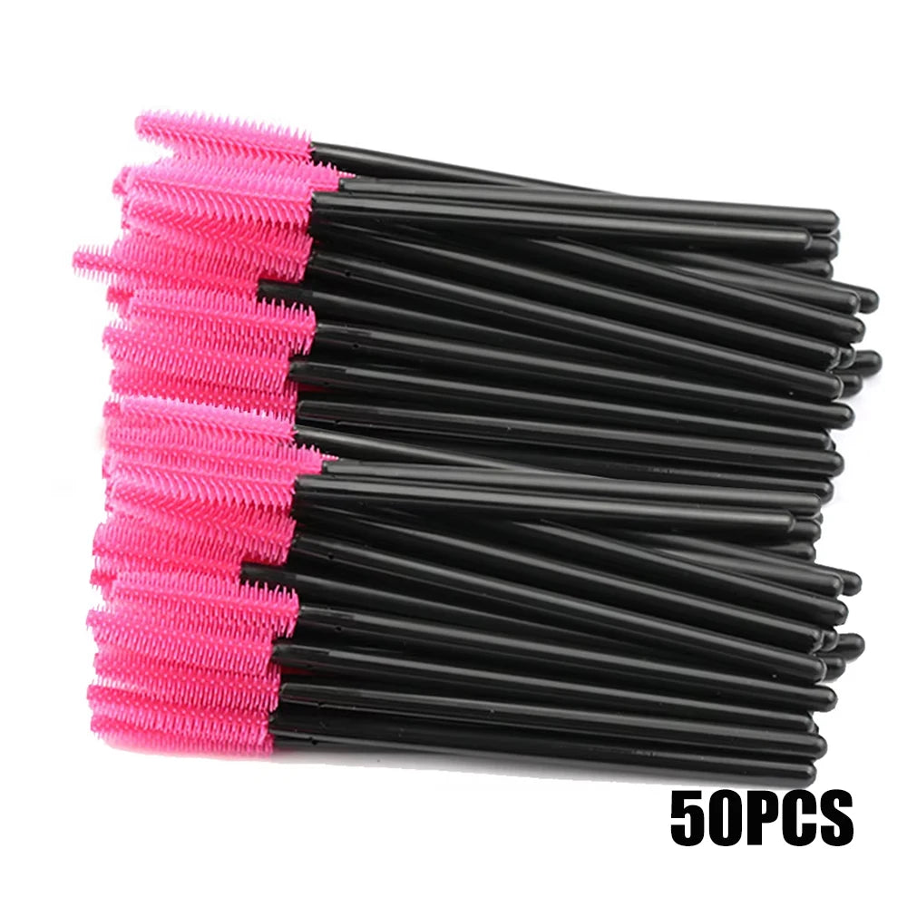 50/100PCS Eyelash Brush Silicone Eyelashes Brushes Mascara Wands Applicators Kits For Lash Extension Eyebrows Makeup Tool