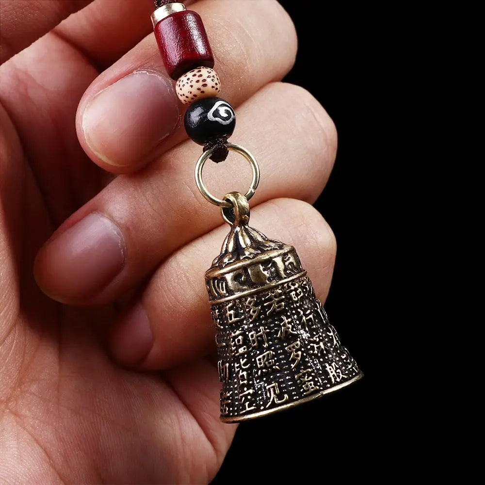 Interior Accessories Tibetan Buddhism Lucky Rope Brass bell Scripture Sutra Key Rings Car Key Chain Keyfob Car Key Chain