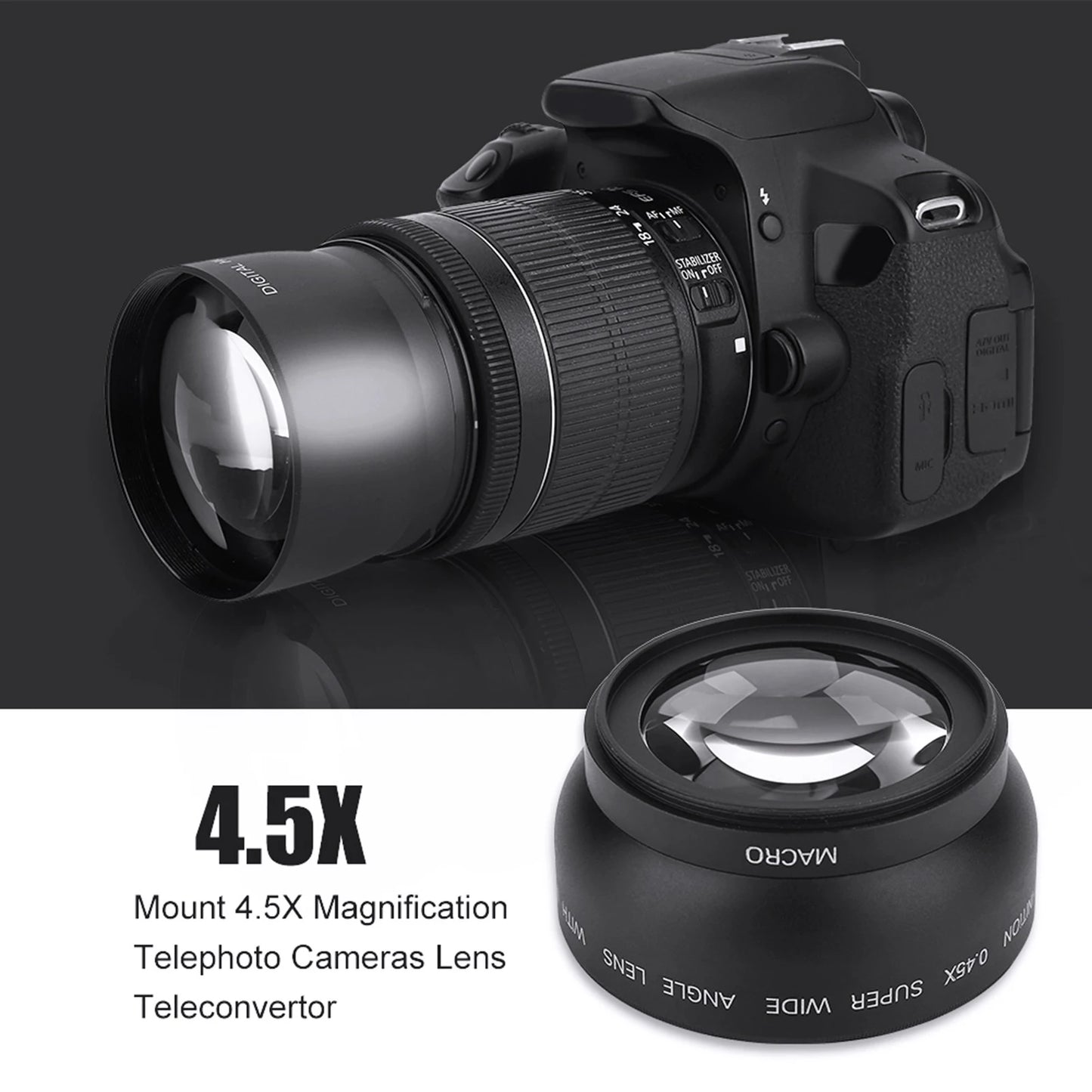 52mm 0.45X Wide Angle Universal Conversion Macro Lens for DSLRS and Digital Cameras Camera Lens Conversion Lens Wide Angle Lens