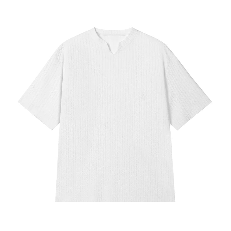 2026 Summer New  Style Fashion for Men's Large Size V-neck T-shirt Loose Top Casual Wind Breathable Quick Drying Short Sleeves