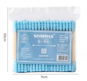 100pcs Colorful Safe Pure Cotton Swabs Baby Infant Dual Head Use Cleaning Makeup  Swabs for Ear Nostril Cleaning