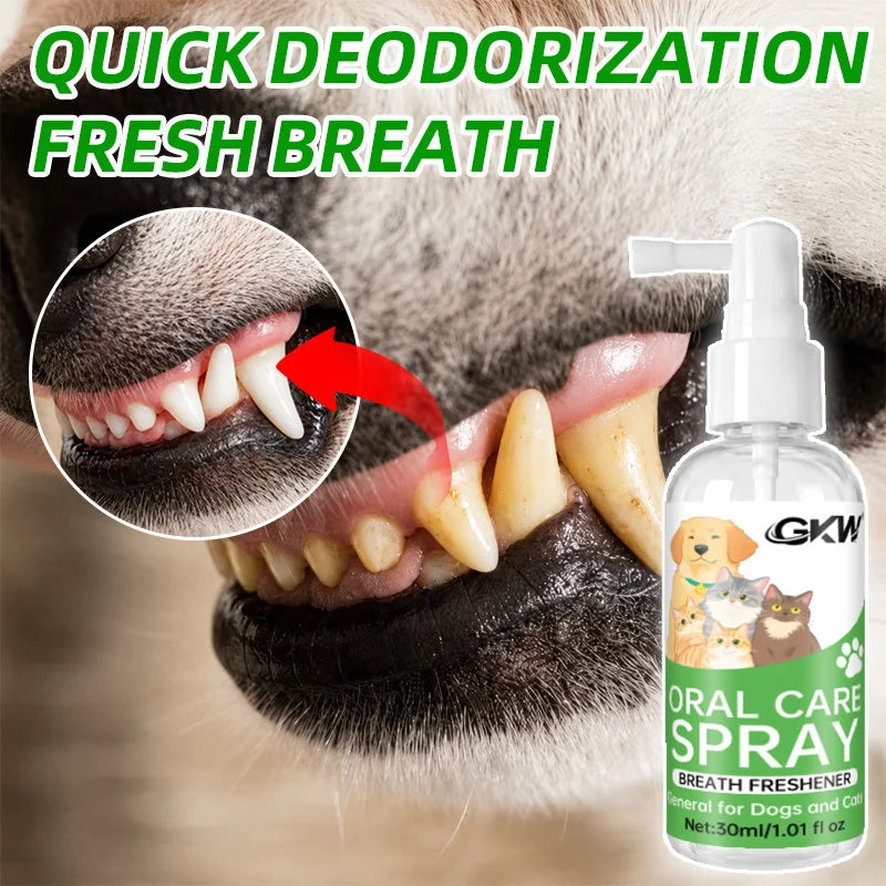 Pet Dental Spray, No Brushing Needed, Cleans Teeth, Freshens Breath, for Cats & Dogs All Breeds, Safe Formula, Daily Dental Care