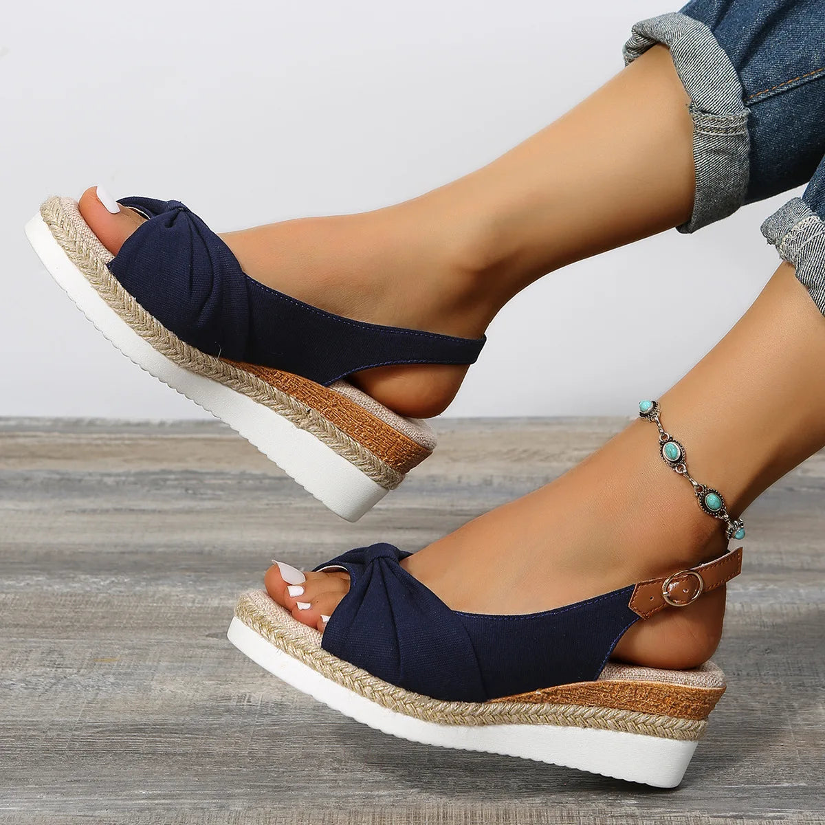2026 Women Fashion Sandals Open Toe Casual Wedge Platform Shoe Soft Sole Light Work Shoes Large Size Flat Comfortable Beach Shoe