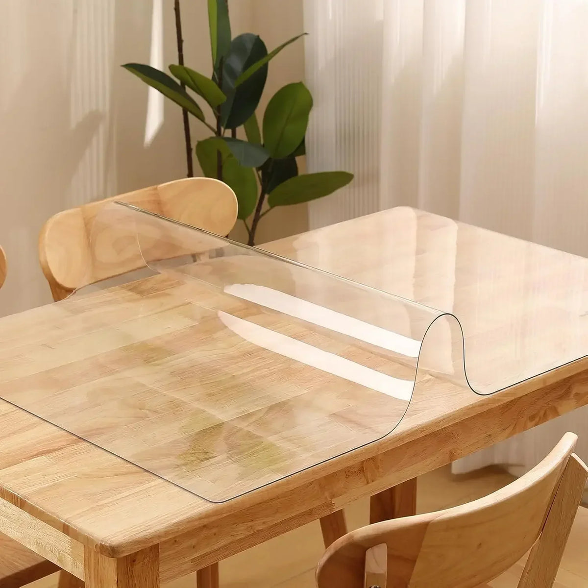 1.0+1.5mm PVC Transparent Tablecloth, Heat-Resistant, Waterproof and Oil-Proof Table Mat