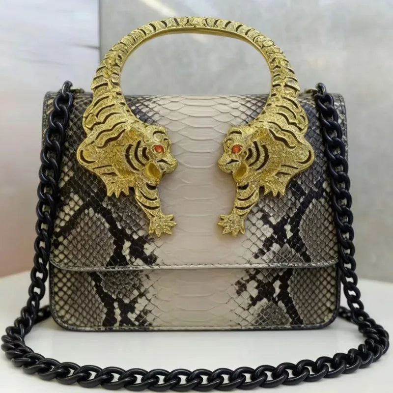 Chic Handbags For Women In Genuine Leather, By Luxury Brand With Decorative Elements, Timeless And Versatile Accessory