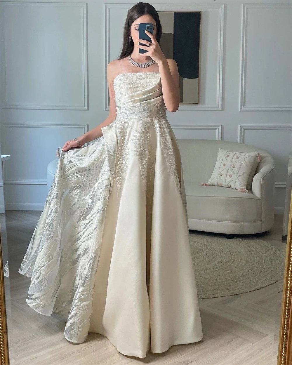 Customized  Exquisite  Strapless Ball Gown Celebrity  Sequin Draped S Occasion Evening  vestido de festa mulher luxo