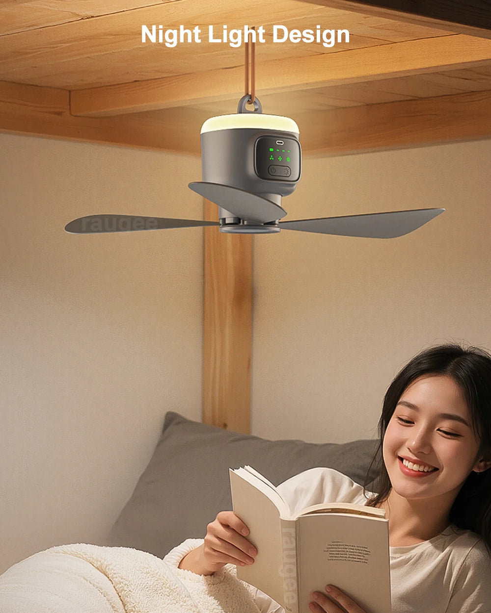 Ceiling Fan 12000mAh Rechargeable Portable Camping Fan Tent Ventilator Cooler Wireless Electric Fan Remote Control LED Lighting
