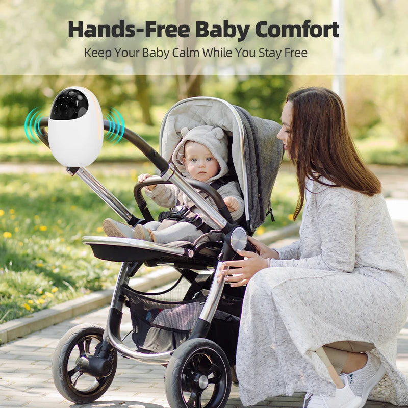 Baby Stroller Rocker Rechargeable 1800mAh Battery With White Noise Soothing Sounds LED Breathing Light 3 Timer Mode