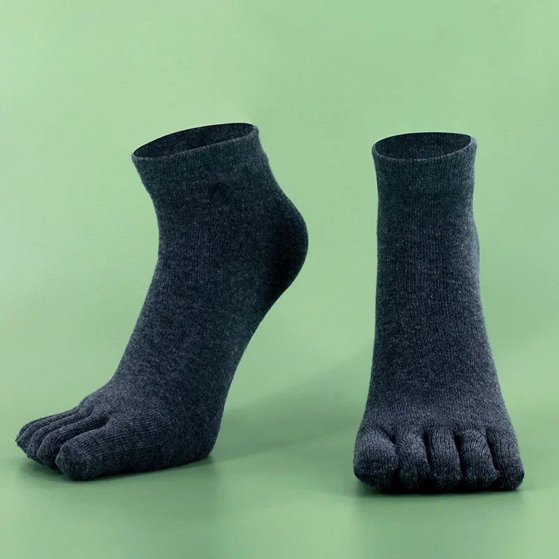 Toe Socks Men cotton Five Fingers Socks Breathable Short Ankle Crew Socks Sports Running Solid Color Black White Grey Male Sox