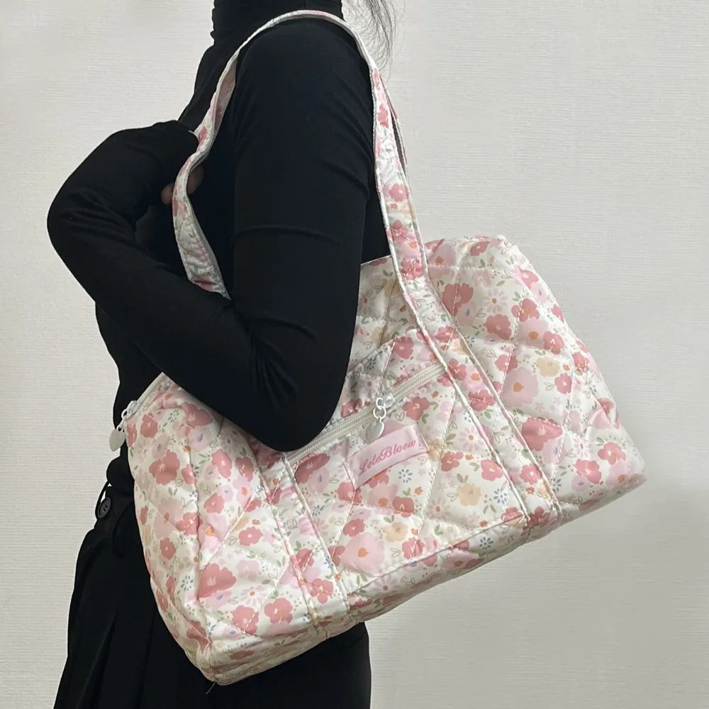 Korean Style Stroller Organizer Bags Flower Multi-pocket Floral Mummy Bag Portable Baby Care Storage Women Handbag Outdoor