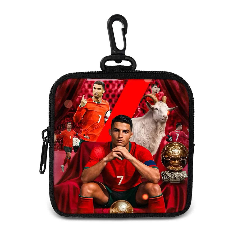 Ronaldo Money Coin Purse with Key Ring Pocket Purse mini headphone bag Football Star storage bag Credit Card Holoder Man Women