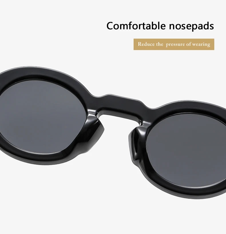 Round Sunglasses Women Men Punk Double Color Shades Retro Rivets Decoration Trending Sun Glasses Clear Lens Frame UV400