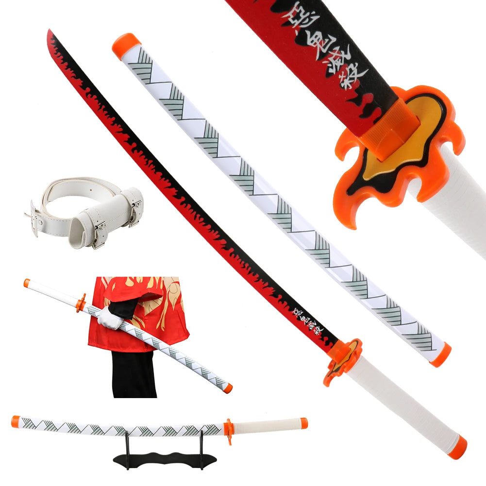 Anime Katana 104cm/41in Tanjiro Zenitsu Kyoujurou Samurai Swords Original Texture  Anime Katana  Cosplay Bamboo Wooden Toy Sword