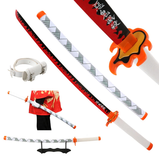 Anime Katana 104cm/41in Tanjiro Zenitsu Kyoujurou Samurai Swords Original Texture  Anime Katana  Cosplay Bamboo Wooden Toy Sword