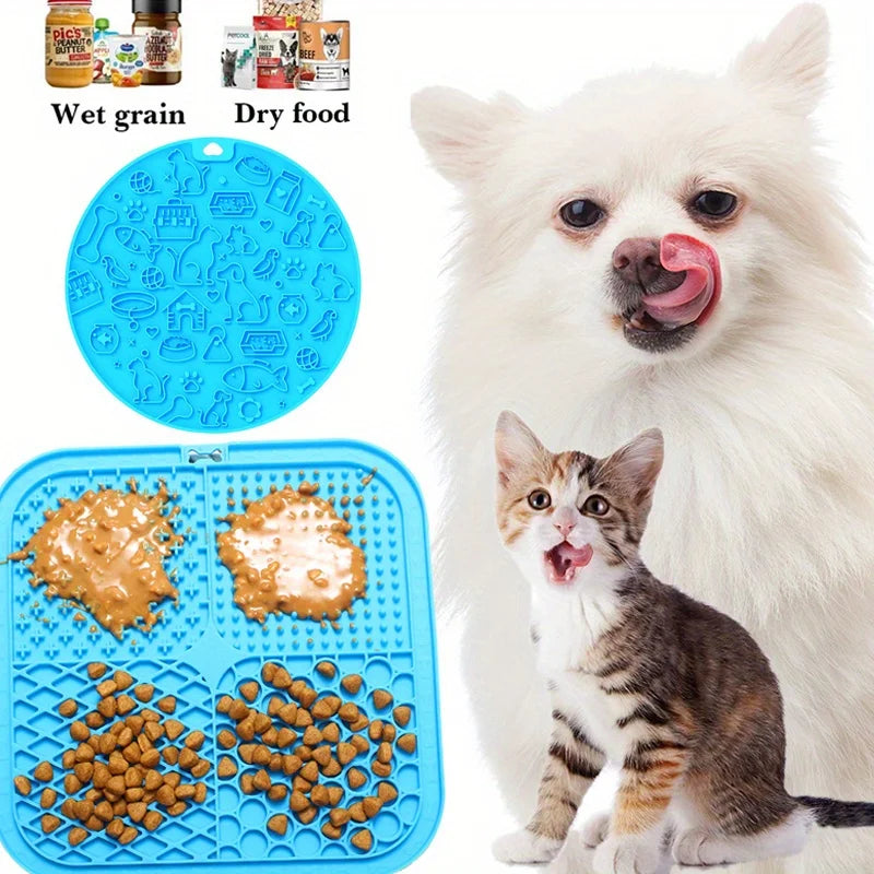 Pet Feeding Mat Silicone Dog Licking Pad Square Dogie Feeding Training Pad for Dry-wet Food Dog Feeder Pet Mat Water Feeding Mat