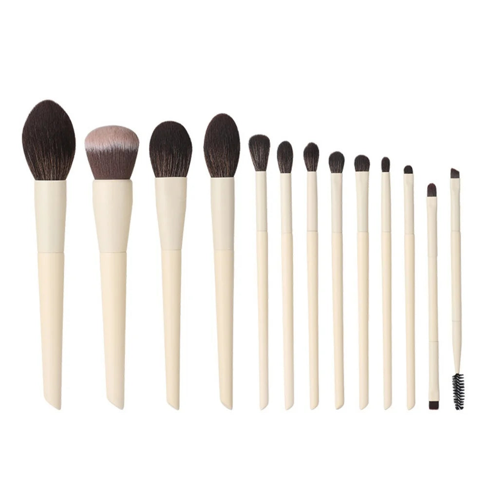 13pcs Synthetic Fiber Makeup Brush Set: Foundation Brush, Eyeshadow Brush, Highlight Brush, Eyebrow Brush, Eyelash Brush