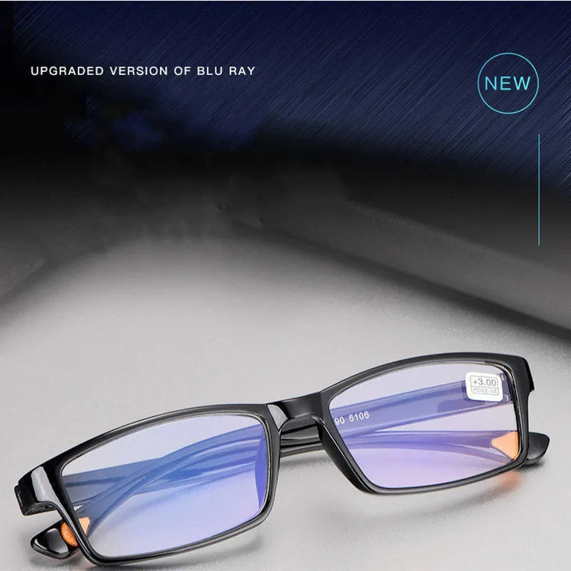 Smart reading glasses for the elderly, blue light protection, HD zoom, adjustable magnification, small orange dot,