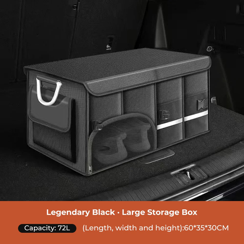 Foldable Trunk Storage Box Waterproof Oxford Cloth 110L Large-Capacity Car Organizer for Camping/Fishing Easy to Carry
