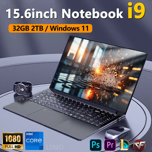 HOT LENO 15.6" Laptop Windows 11 32GB 2TB Intel Core i9 9900 1920*1080 HD Gaming Computer PC Gamer office Ultra Slim Notebook