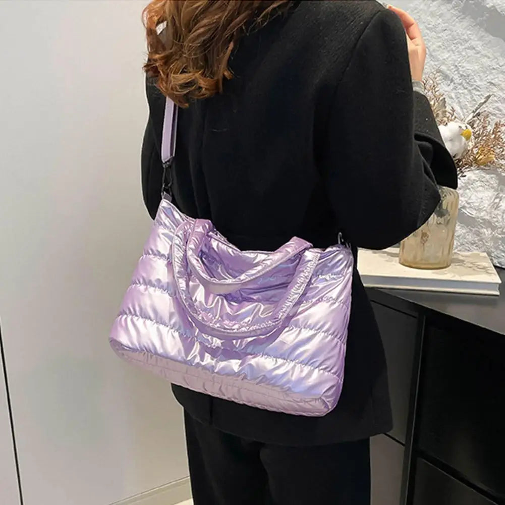 Large Tote Padded Handbags Designer Quilted Women Shoulder Bags Luxury Nylon Down Cotton Crossbody Bag Winter Tote Big