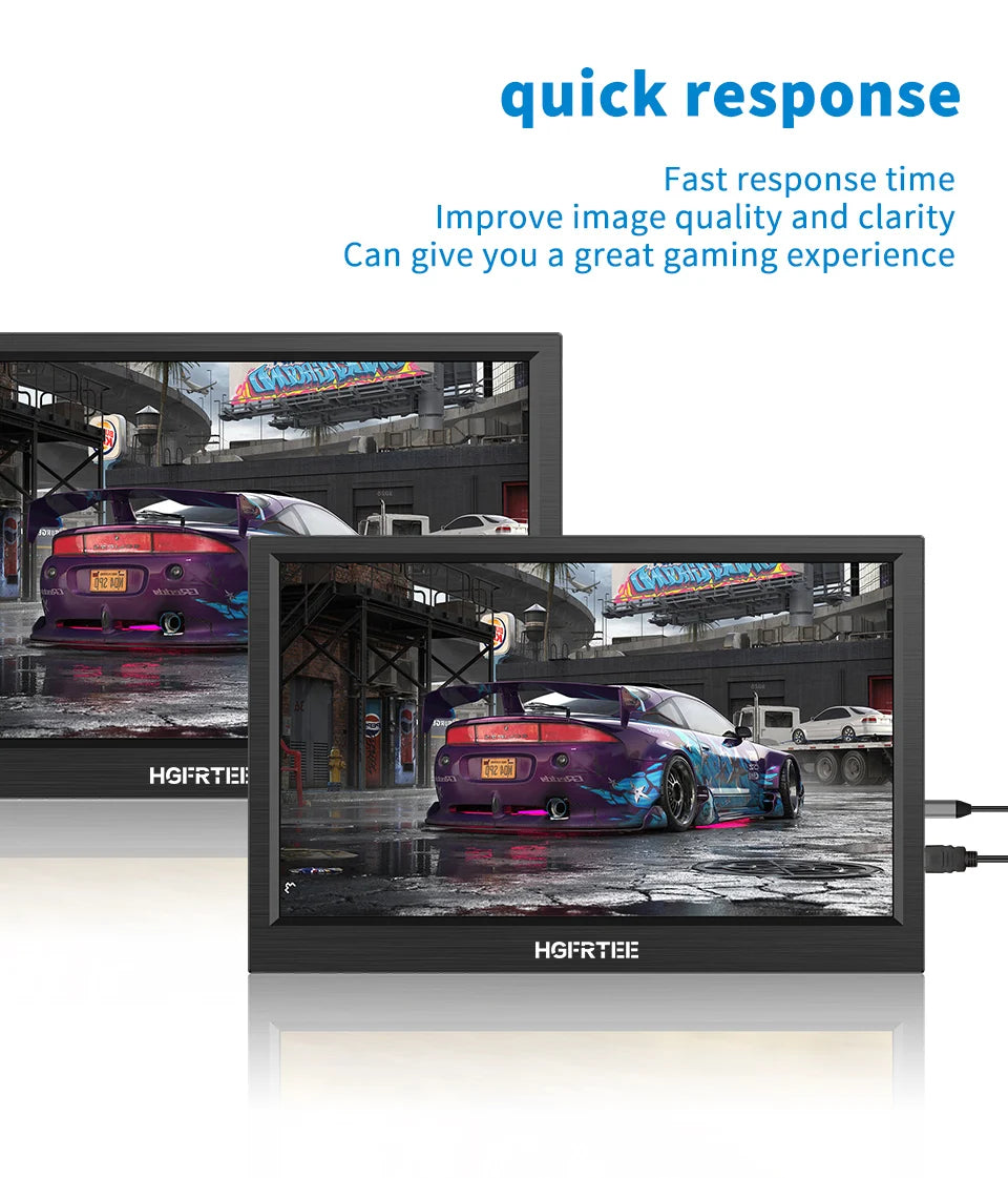 HGFRTEE portable monitor 11.6inch laptop monitor 768 display external monitor suitable for laptop and computer built-in speakers