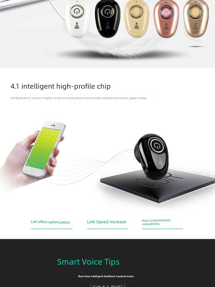 Invisible Not Flashing Light Bluetooth Headset Wireless Driving Running Sports Oppo15 R17 Huawei P20 Xiaomi Neutral