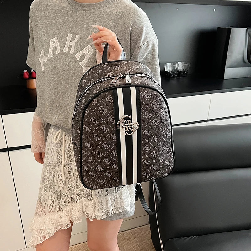 Luxury large capacity outdoor travel handbag, modern trendy women's backpack, classic design zipper shoulder bag