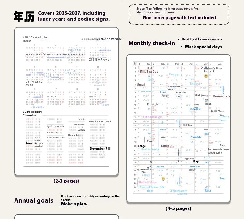 Kinbor 2026 A5 Efficient Planner Notebook,2 Days per Page with Habit Tracker,To-Do Lists&Time Management for Workplace, College