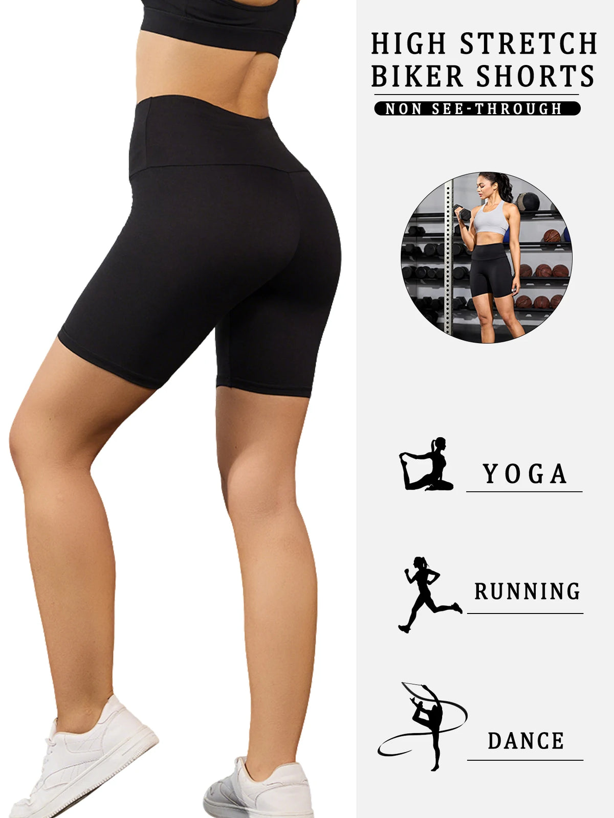 Women's High Waisted Biker Shorts | Super Soft Tummy Control Push Up | No See-Through Yoga Running Gym