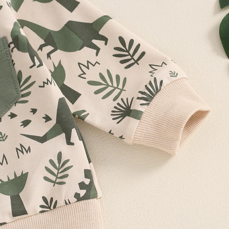 Toddler Boys Clothes Dinosaur Print 6 12 18 24 Months 3T 4T Outfits Long Sleeve Pullover Jogger Pant 2PC Sets