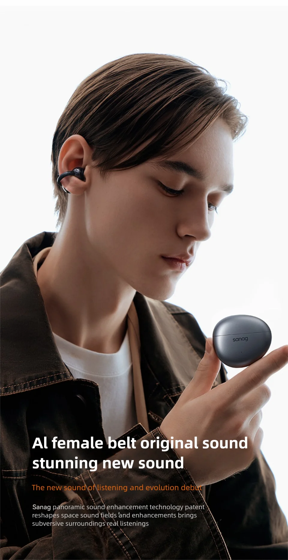 Sanag S7S AI Open Ear Clip on Headphones HiFi 3D Stereo Sound Quality AI Assistant Wireless Bluetooth Earphones APP EQ Setting