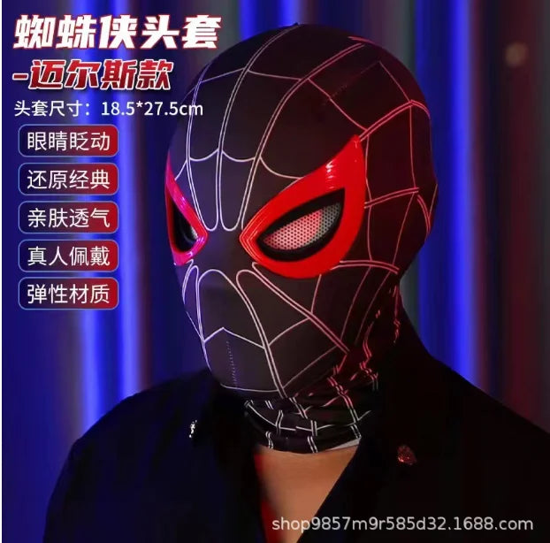 Spiderman Mascara Headgear Cosplay Moving Eyes Electronic Mask Spider Man Remote Control Elastic Toys For Adults Kids Gifts