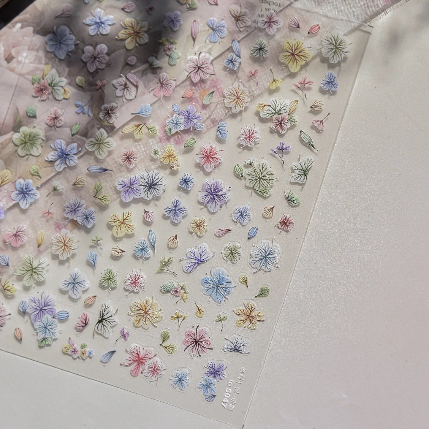1Pc 3D Lavendar Flowers Stickers for Nails Spring Sakura Floral Leaves Self-Adhesive Sliders Decals Art Manicure for Decoration