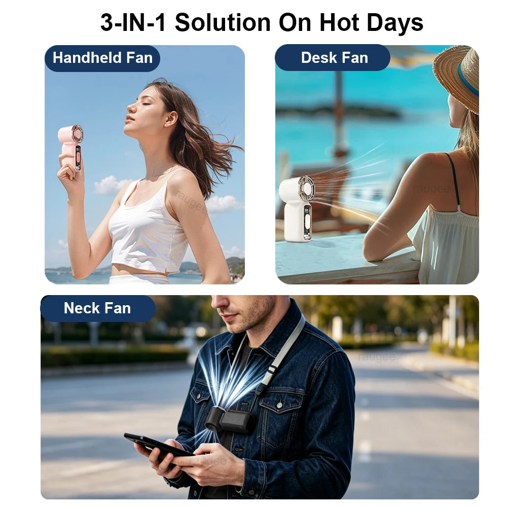 Mini Handheld Fan Portable Pocket Fan USB Rechargeable Personal Hand Fans Outdoor Portable Mini Small Fan with Digital Display