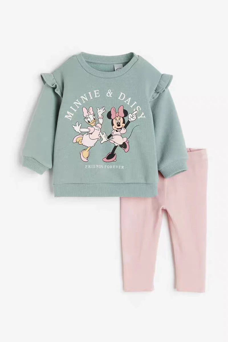 New Autumn Sweatshirt Outfits Cartoon Print Hoodies+Pants 2Piece Set Outer Wear Cotton Long-sleeved Suits Boys Child Costume