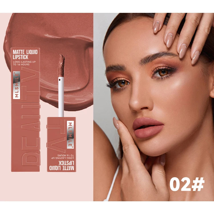 6 Colors of Long-Lasting Velvet Liquid Lipstick with Matte Texture Waterproof Non-Stick Cup Professional Lip Makeup Products