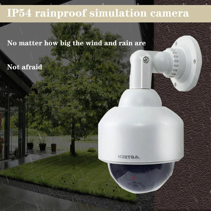 Fake Dummy Camera Outdoor IP54 Rainproof Security Surveillance Flash Dome Camera with CCTV Warning Sticker Easy to Install