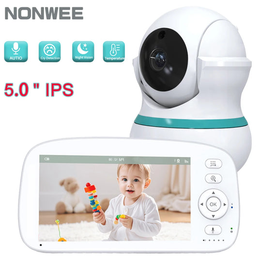 5" HD Baby Monitor | 2.4G FHSS, 5000mAh 35H | Temp Alert, VOX, 360°PT | 2WT, NV – CE/FCC