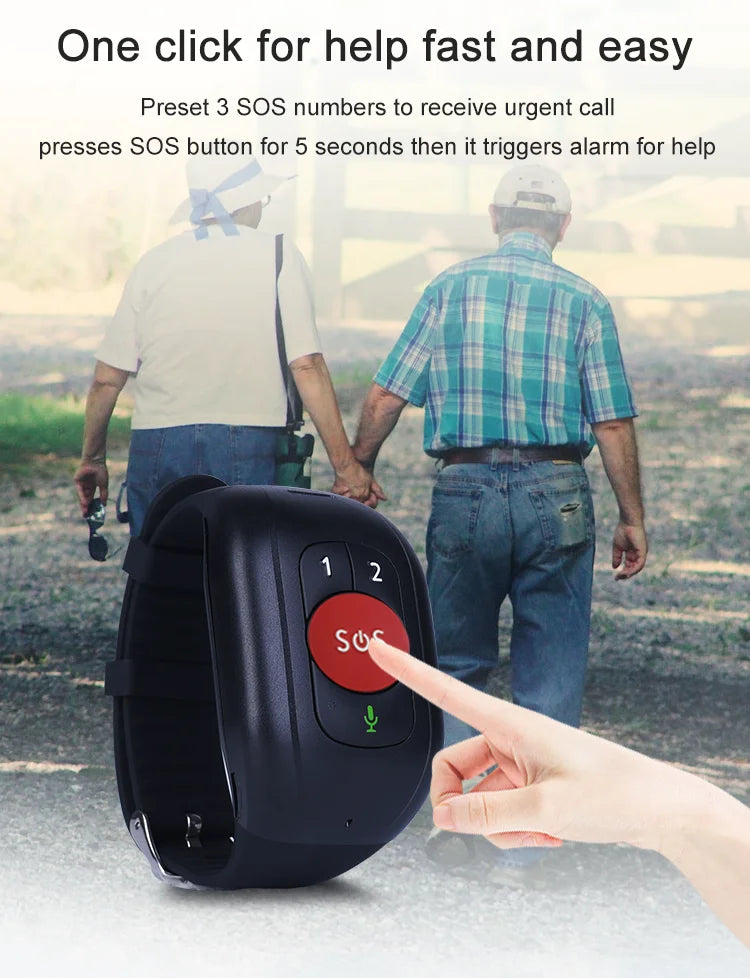 NEW Elderly GPS Tracker 4G SIM SOS Button Wristband GPS Emergency Alarm IP67 Waterproof GPS TrackingHeart Rate Blood Pressure