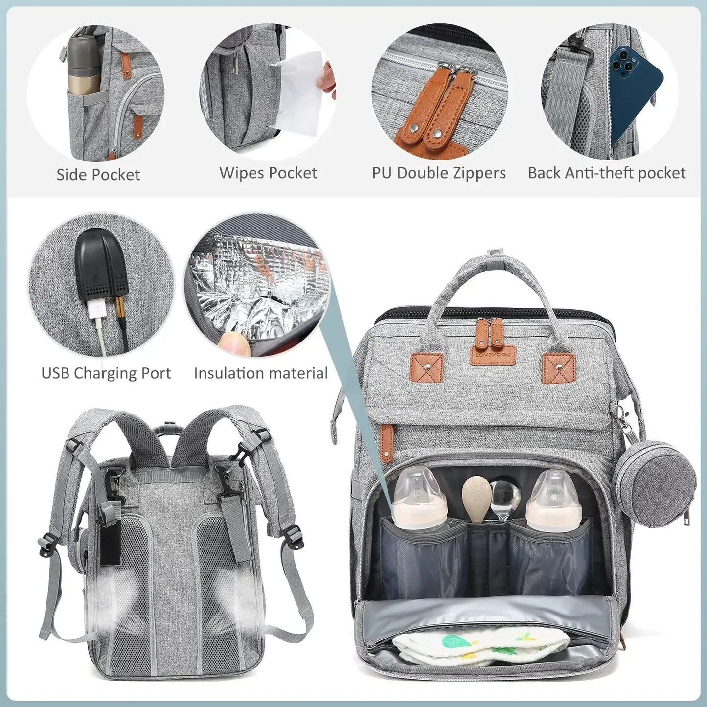 New Baby Diaper Bag Nappy Stroller Bags For Baby Maternity Bag Backpacks Crib Newborn Mommy Bag Changing Table Baby Bags For Mom