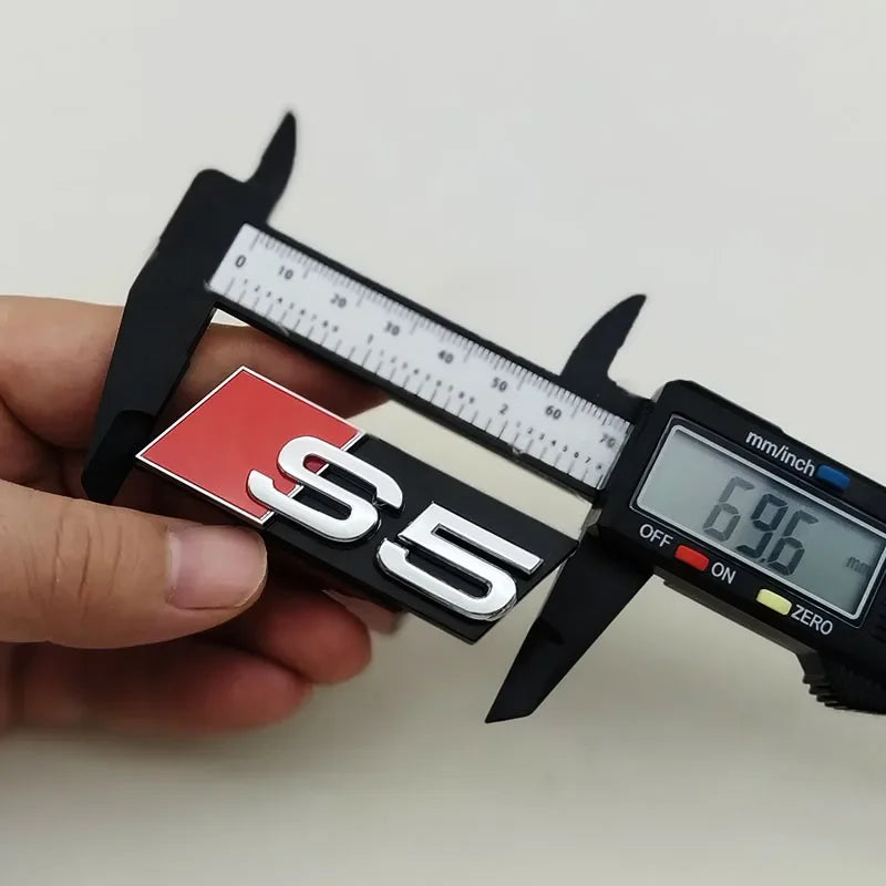 1pcs ABS Car Front Grill Badge For Audi S 3 4 5 6 7 8 Auto Styling caR Sticker Chrome Black Logo S3 S4 S5 S6 S7 S8 Emblem